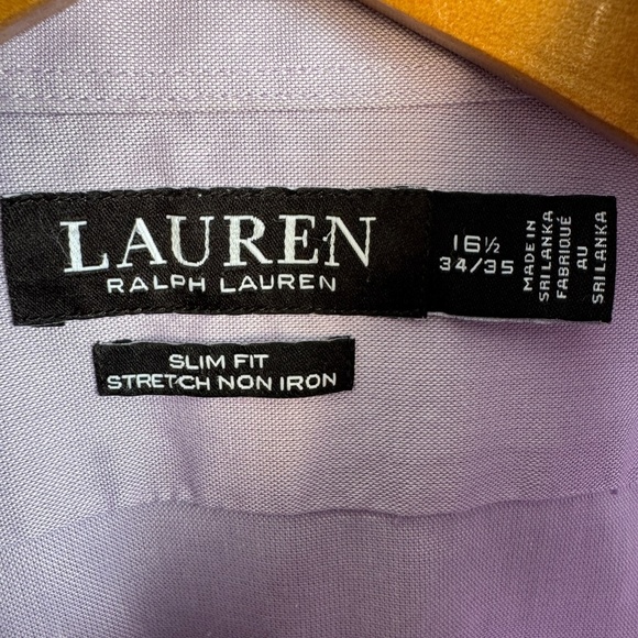 Lauren Ralph Lauren Men's 16.5 Casual Dress Shirt Button Up Lilac 34/35 Slim Fit - Picture 3 of 12